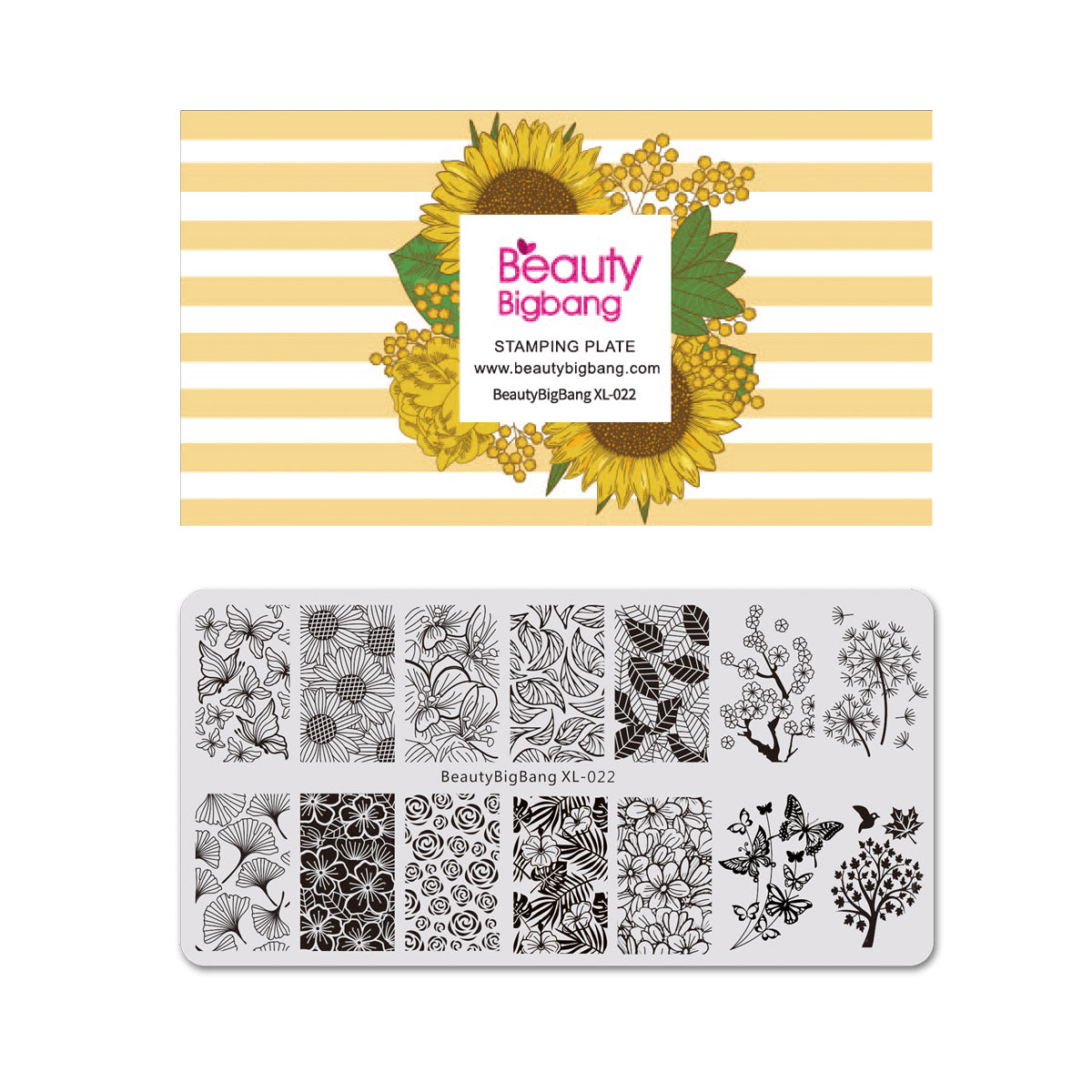 Butterfly Theme Rectangle Nail Stamping Plate Sunflower Design