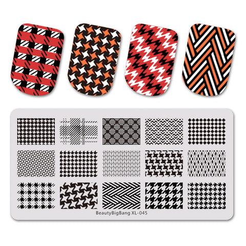 Streak Stripe Theme Rectangle Nail Stamping Plate Triangle Polygon Design Nail Art Tool BBBXL-045