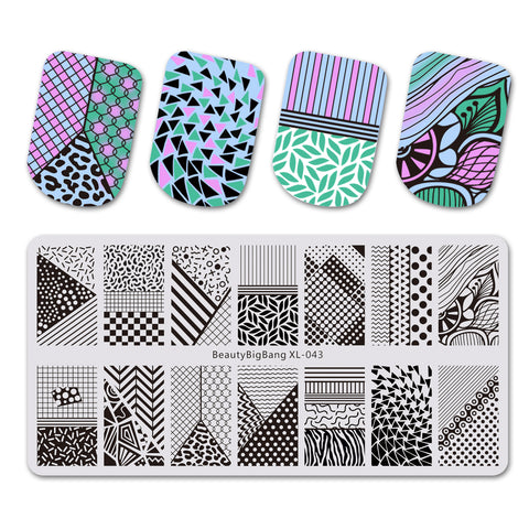 Irregular Stripe Theme Rectangle Nail Stamping Plate Dot Design Nail Art Tool BBBXL-043