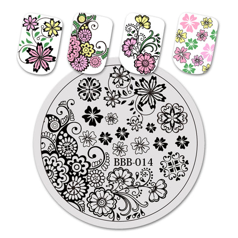 Floral Theme Circle Nail Art Stamping Plate For Manicure BBB-014