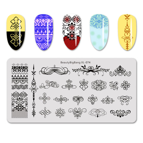 Geometric Theme Tree Branch Pattern Rectangle Nail Stamping Plate BBBXL-074