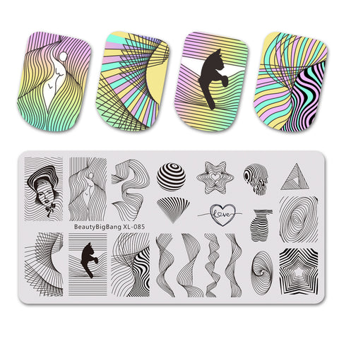 Geometric Line Wave Pattern Nail Stamping Plate BBBXL-085