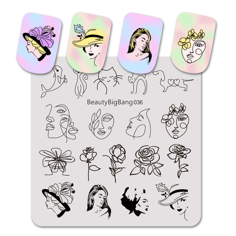 Flower Girl Animal Pattern Nail Stamp BBBS-036