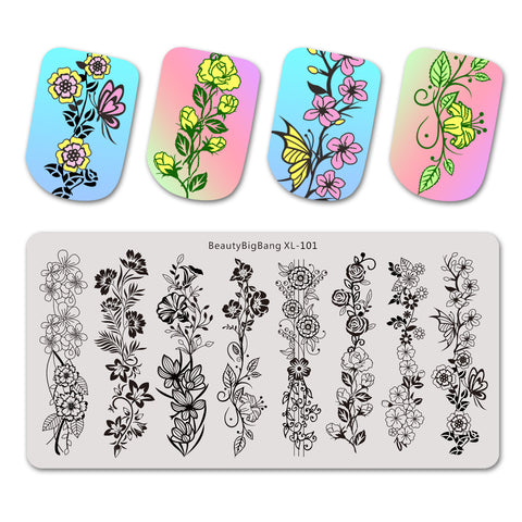 Flower Vine Pattern Nail Stamping Plates BBBXL-101