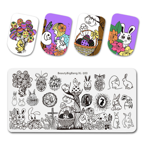 Easter Day Rabbit Nail Art Stamping Plate BBBXL-103