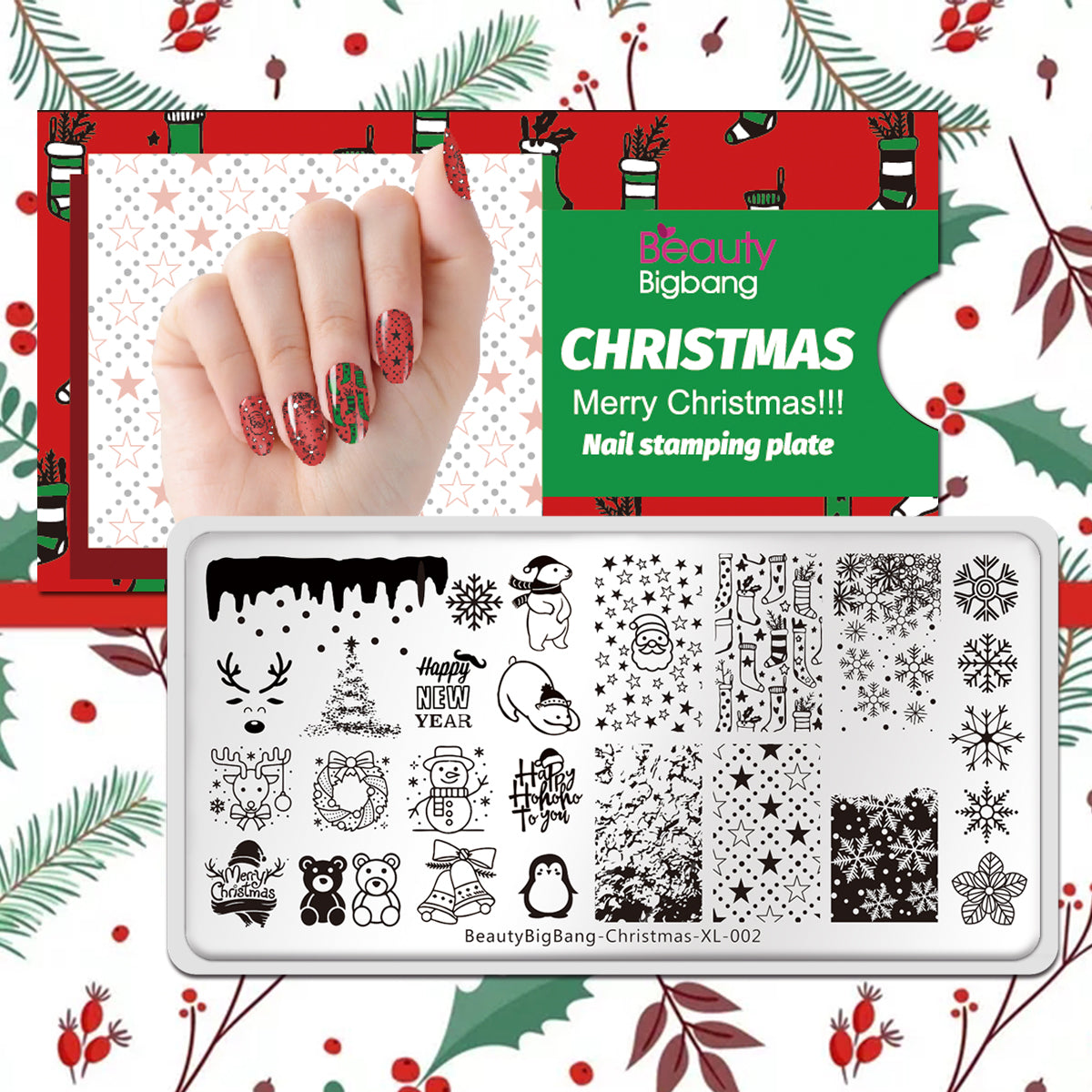 Christmas Tree Winter Theme Snowman Image Nail Art Stamp Stencil for D
