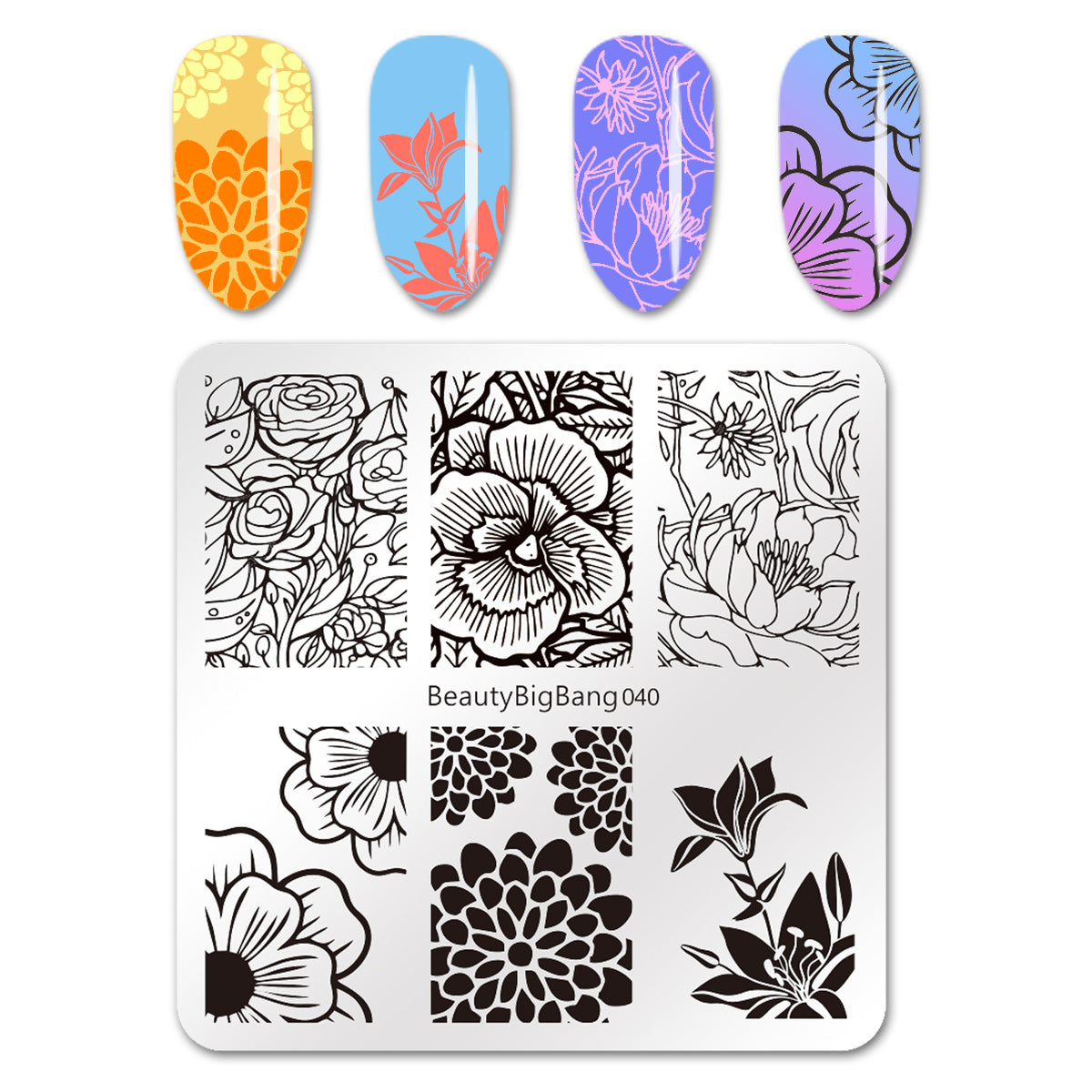 2Pcs Butterfly Rose Steel Nail Stamping Plates Flower Leaf Image Geometric  Polish Stencil Accessories Tool 14.5×9.5cm Big Size Nail Art Template