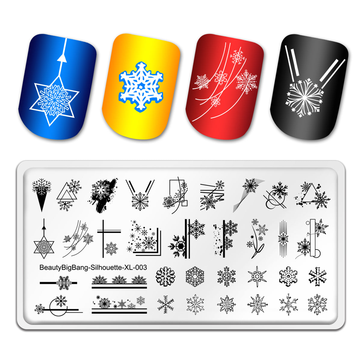 Nail art Stamping Plate Template Manicure Christmas Snow BeautyBigBang