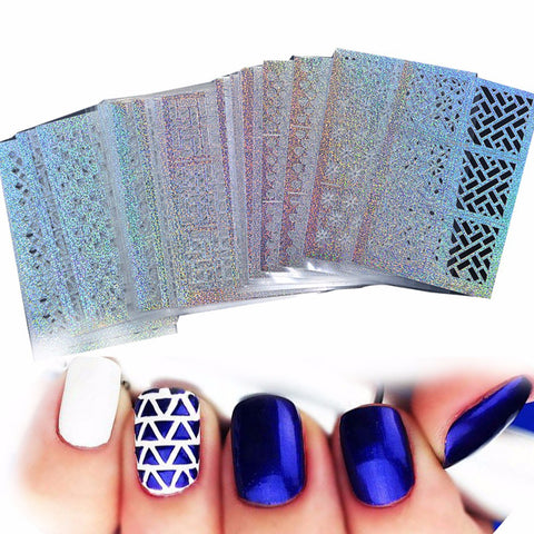 Laser Nail Vinyls Hollow Irregular Stencils Stamp Nail Art Stickers