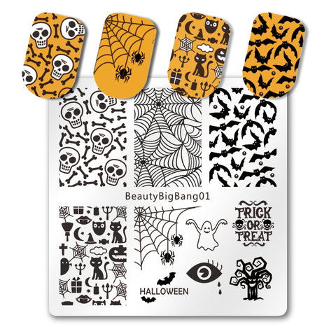 7Pcs Nail Stamping Plate Halloween Theme Nail Art Plates Swirl Line Nail  Stamping Plates Skull Ghost French Tip Nail Stamp Plate Geometric Wave  Stripes Snake Flower Nail Art Stamp Stencils Template 
