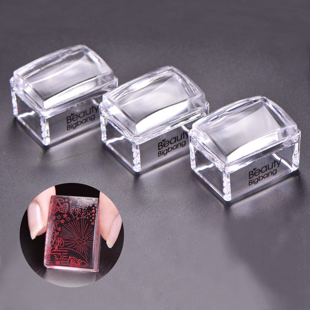 Rectangle Clear Silicone Nail Art Stamper With Scraper Nail - Temu