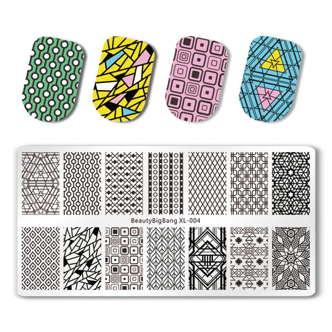 Geometry Series Rectangle Nail Stamping Plate Nail Art Tool BBBXL-004